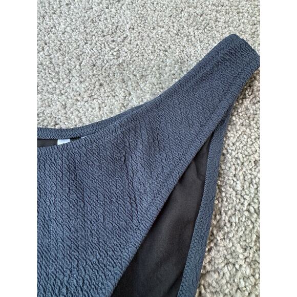 NWT J. Crew Textured Curved Waist Cheeky Navy Blue Bikini Bottom Size Medium - Picture 3 of 5